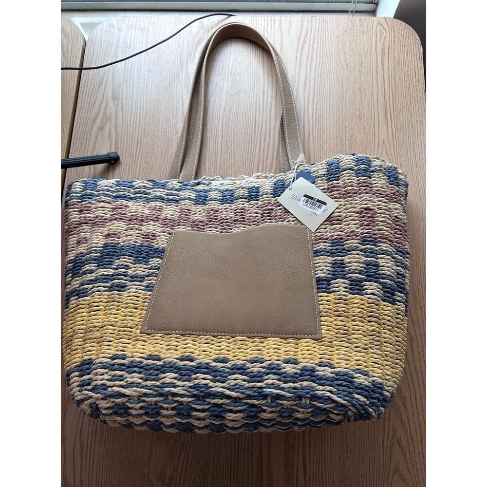 New Universal Thread Straw Beach Bag 🏖️ Overnight Bag Natural Cream 13.5”x21”